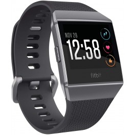 Ceas smartwatch Fitbit Ionic, HR, GPS, Smoke Gray, Curea Charcoal